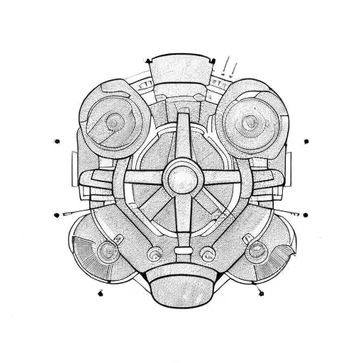  car engine dissected  tattoo design idea