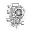  car engine dissected  tattoo design idea