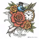 dad memorial tattoo design combining elements like clock and pepe tattoo design idea