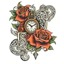 dad memorial tattoo design combining elements like clock and pepe tattoo design idea