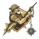 dad memorial tattoo design combining elements like soldier and fishing tattoo design idea