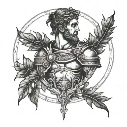 Roman praetorian surrounded by a laurel wreath tattoo design idea