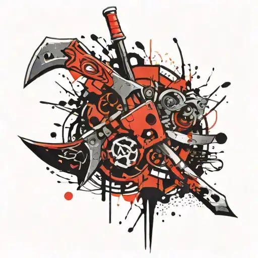 taz whirl wind holding fire pick axe  tattoo design idea