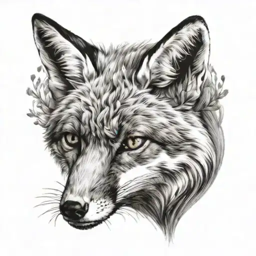 fox head tattoo design idea