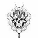 Snake with venom, skull, bones tattoo design idea