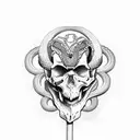 Snake with venom, skull, bones tattoo design idea