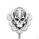 Snake with venom, skull, bones tattoo design idea