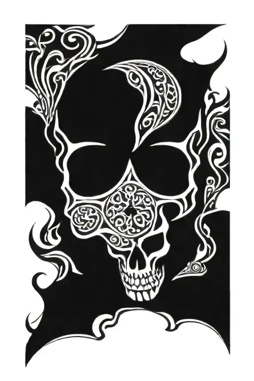 flaming skull Celtic kells style drinking tattoo design idea