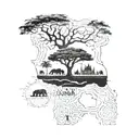 An intricate map of Sudan with a family tree growing out of it, showing the client's deep connection to their roots tattoo design idea