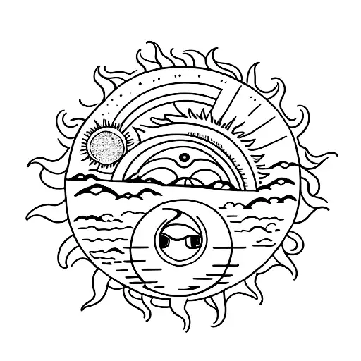 Sun and Moon tattoo design idea