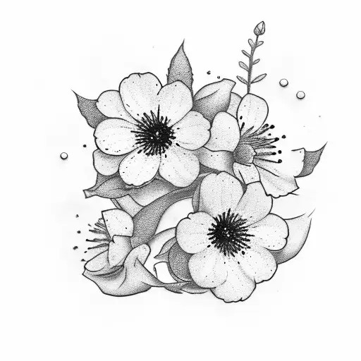 Cherry Blossom and edelweiss tattoo design idea
