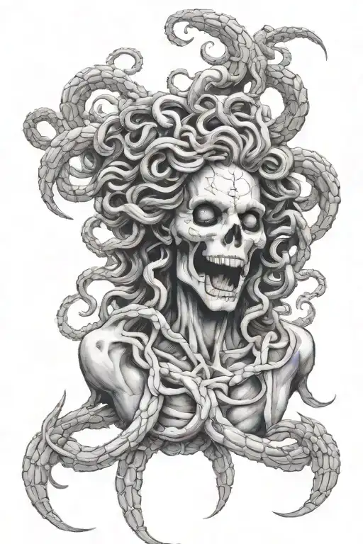 medusa skeleton tattoo design idea
