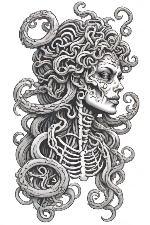 medusa skeleton tattoo design idea