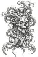 medusa skeleton tattoo design idea