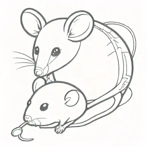 hybrid mouse and computer mouse cute tattoo design idea