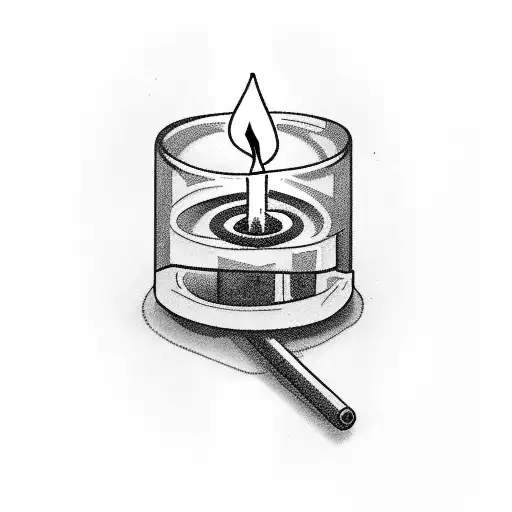 an old candle stick holder with a joint as the lit candle  tattoo design idea