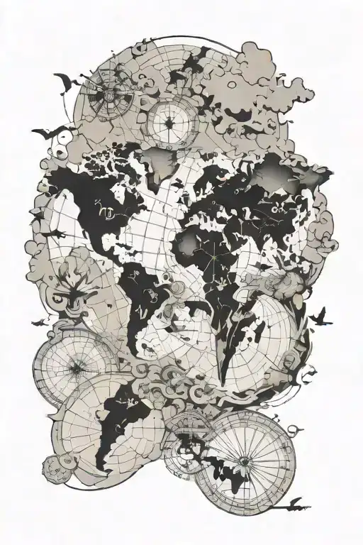 world map with background graphic  tattoo design idea