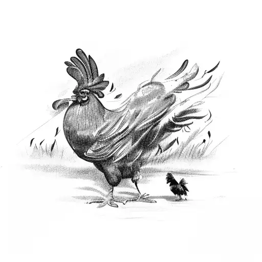 crow fighting a rooster tattoo design idea