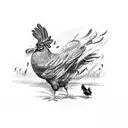 crow fighting a rooster tattoo design idea