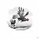 crow fighting a rooster tattoo design idea