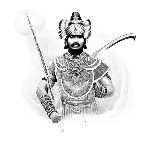 Ancient Indian warrior on a chariot tattoo design idea