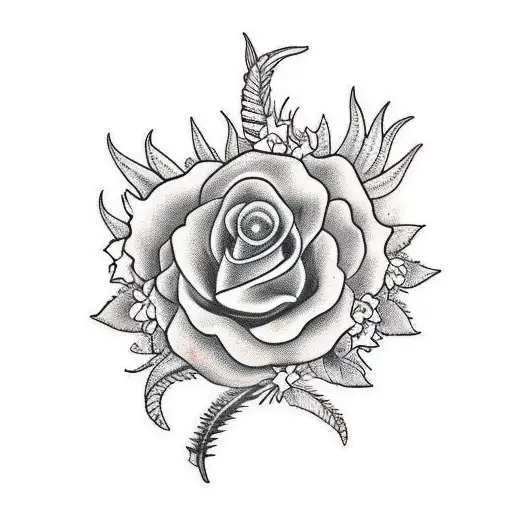 ramos com girassol e beija flor tattoo design idea