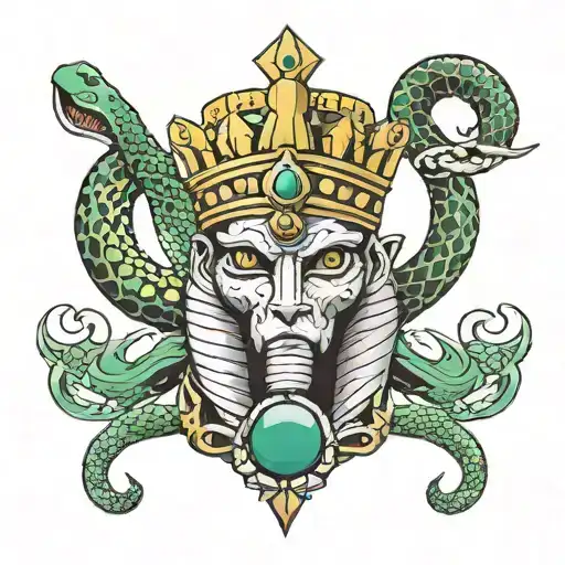 pharaoh crown and snake tattoo design idea