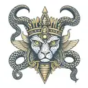 pharaoh crown and snake tattoo design idea