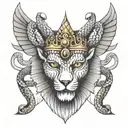 pharaoh crown and snake tattoo design idea