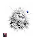 Man falling like kid cudi man on the moon 3 album tattoo design idea