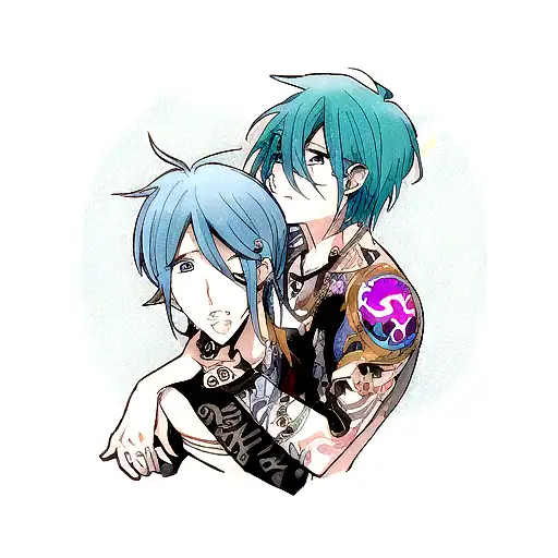 A tattoo of a colab Aquarius and the number 7 tattoo design idea