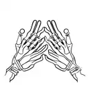 human hand and skeleton hand reaching for EACHOTHER through a portal  tattoo design idea