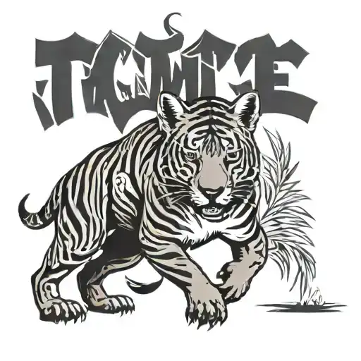 thylacine black full body tattoo design idea