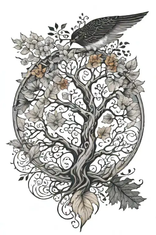 all four seasons which intertwine along tattoo design idea