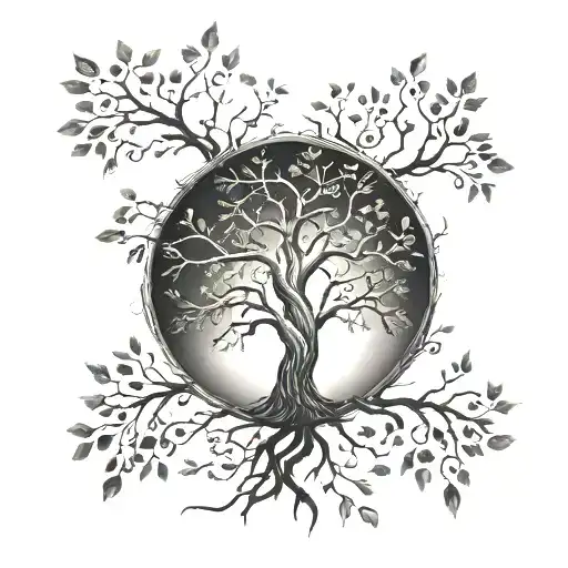 A tattoo showcasing a family tree with branches representing each member, symbolizing your strong family bond tattoo design idea