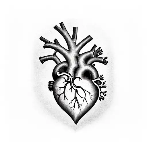 heart dissected by train track tattoo design idea