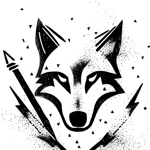 Wolf with swords tattoo design idea