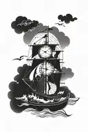 noah ark boat clock face merge and date 18th July birth date tattoo design idea