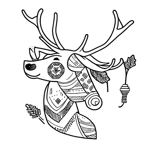 reindeer with blood and lingonberries tattoo design idea