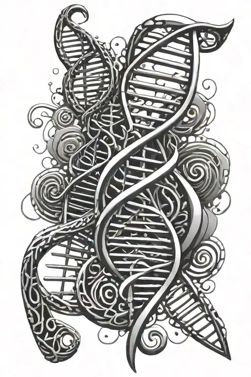 DNA strands forming a treble clef symbol tattoo design idea