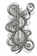 DNA strands forming a treble clef symbol tattoo design idea