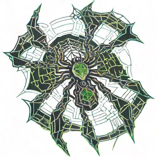 shoulder to neck cyber sigilism spider tattoo tattoo design idea