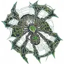 shoulder to neck cyber sigilism spider tattoo tattoo design idea