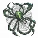 shoulder to neck cyber sigilism spider tattoo tattoo design idea
