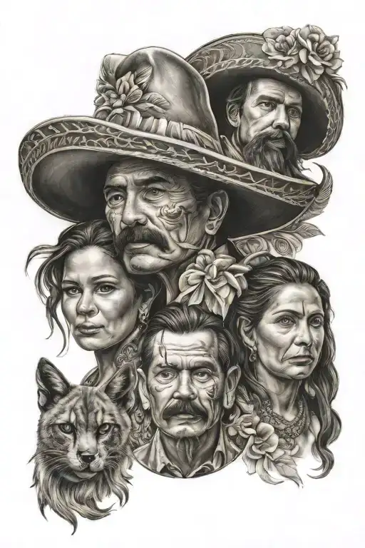 Mexican American heritage family tattoo design idea