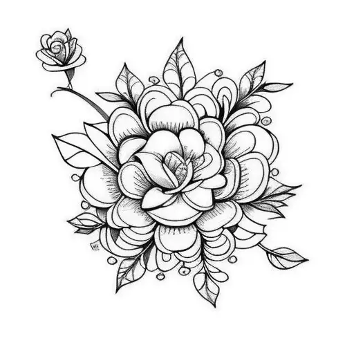number 19 on the flowers  tattoo design idea