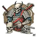 skeleton samurai tattoo design idea