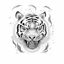 Design the boat of life of pi called "Tsimtsum" with a tiger going through a stormy ocean tattoo design idea