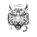 Design the boat of life of pi called "Tsimtsum" with a tiger going through a stormy ocean tattoo design idea