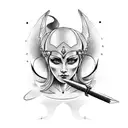 athena nude with tunic full body tattoo design idea